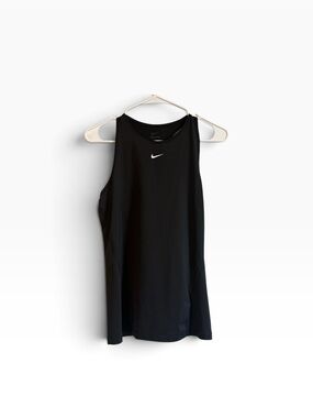 Nike Black Sleeveless Athletic Tank with White Swoosh